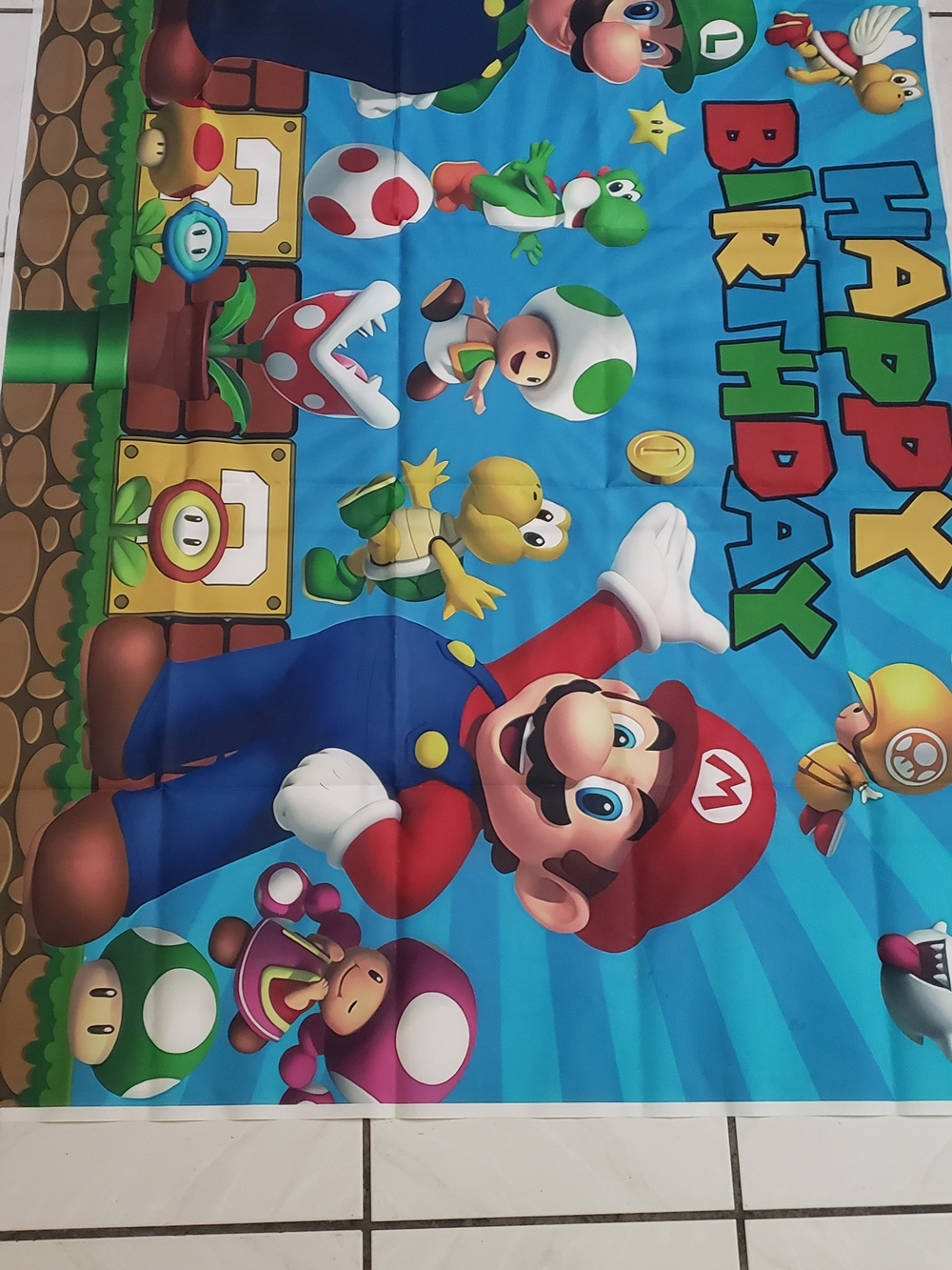 Brand new "Super Mario Happy Birthday" Backdrop  large vinyl like